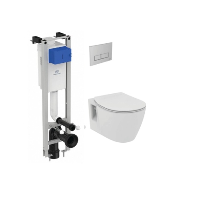 Set Vas WC Ideal Standard Connect cu capac si Rezervor incastrat Ideal Standard cu clapeta crom