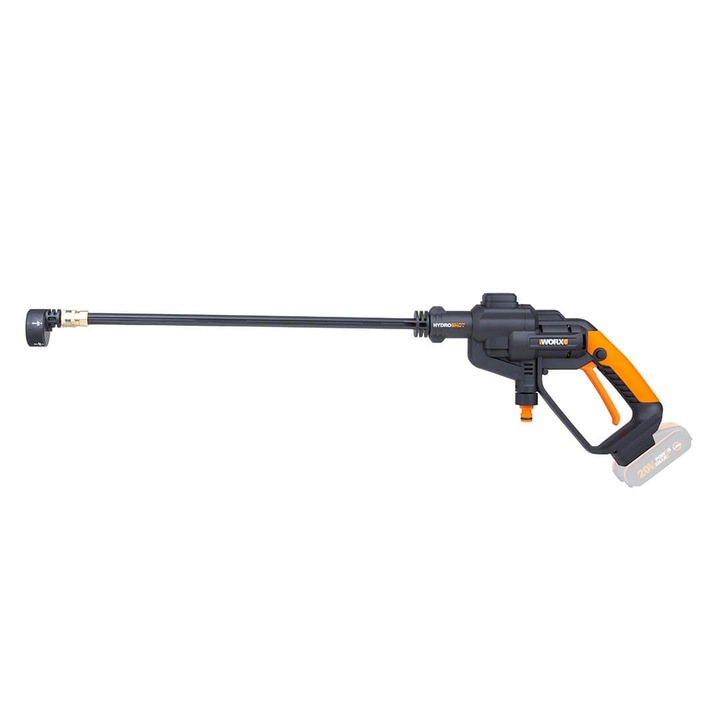 Уред за миене под високо налягане, WORX, WG620E Hydroshot, 20V, 120 л/час, оранжев/черен