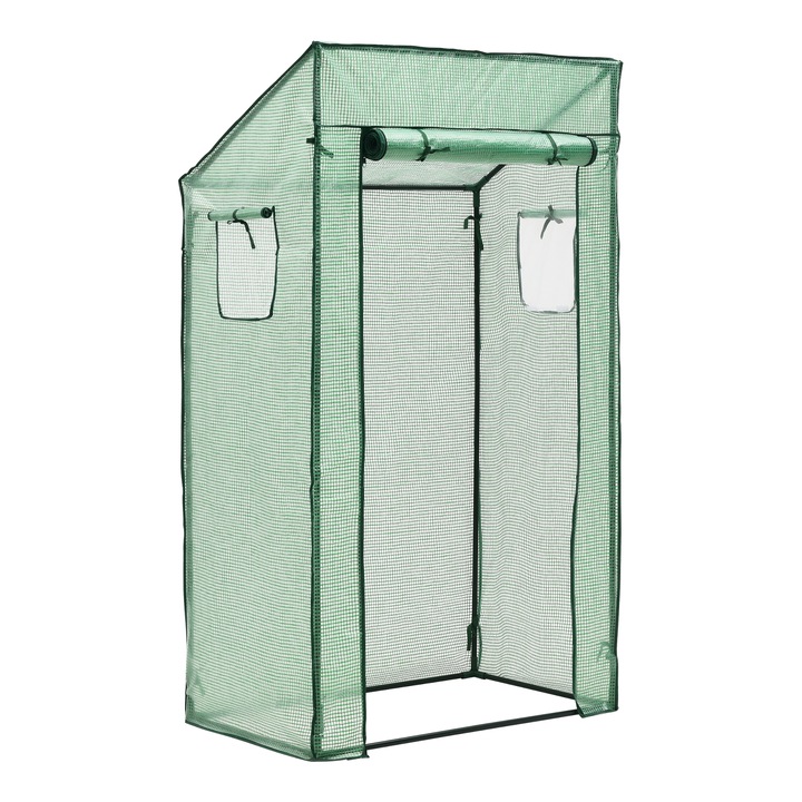 [en.casa] Fóliasátor Marzano 100 x 60 cm acél/PE fólia zöld 2 oldalsó ablakkal