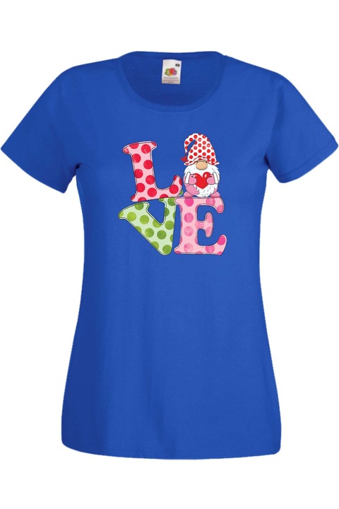 Női póló Valentin napra Tralala Love Gnome Valentine's 3, Kék, 2XL