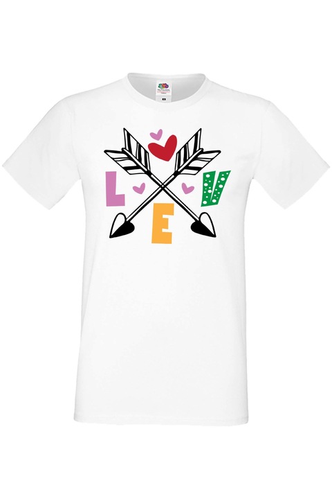 Férfi póló Valentin nap február 14. Szerelem nap Ajándék Barát Férj Férfi Szerelem Ámor nyilak 2, Fehér