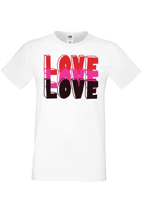 Férfi póló Valentin nap február 14. A szerelem napja Ajándék Barát Férfi Férfi LOVE LOVE LOVE 1, Fehér