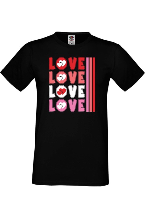 Férfi póló Valentin nap február 14. A szerelem napja Ajándék Barát Férfi Férfi LOVE LOVE LOVE 3, Fekete