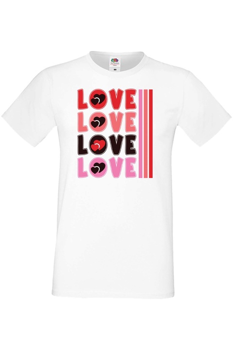 Férfi póló Valentin nap február 14. A szerelem napja Ajándék Barát Férfi Férfi LOVE LOVE LOVE 3, Fehér