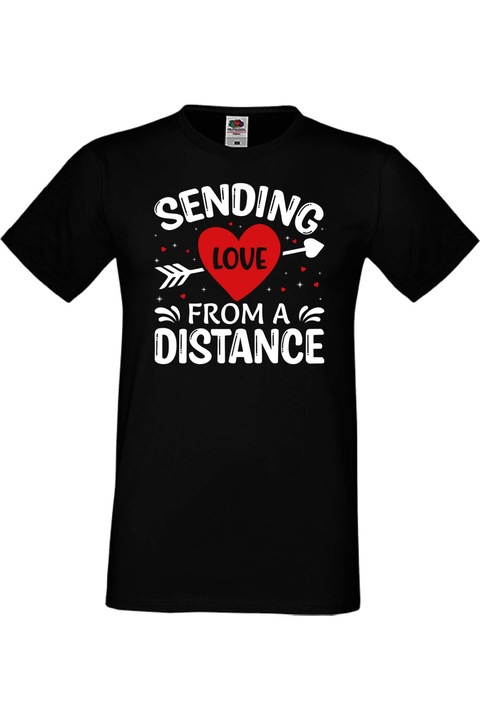 Férfi póló Valentin nap február 14. Szerelem nap Ajándék barát Férj Férfi szerelmet küld a távolból, Fekete