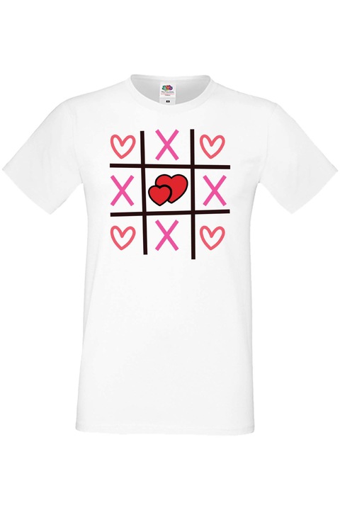 Férfi póló Valentin-nap február 14. Szerelem nap ajándék barát Férj Férfi Tic Tac Toe Szerelem 2, Fehér
