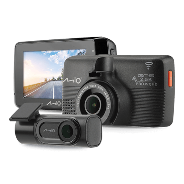 Camera video auto duala Mio MiVue 798 Dual Pro, QHD 1600p, Wi-Fi, GPS, Alerta radar fix, Night Vision, Negru