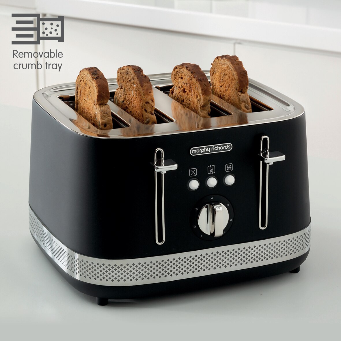 Тостер MORPHY RICHARDS Illumination 248020EERROM, 1800W, 4 филии, Черен ...