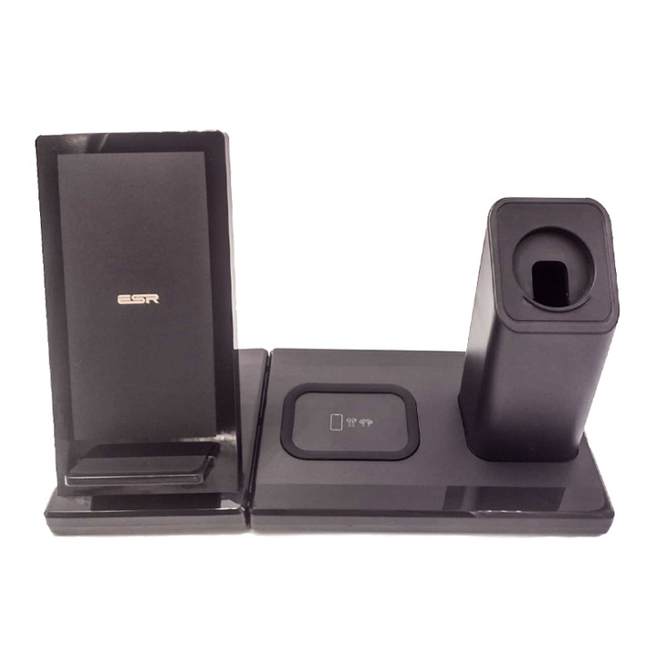 3 az 1-ben vezeték nélküli töltőállomás, Pyramid®, Qi, gyorstöltés, AirPods és Apple Watch, iPhone, Android, N99