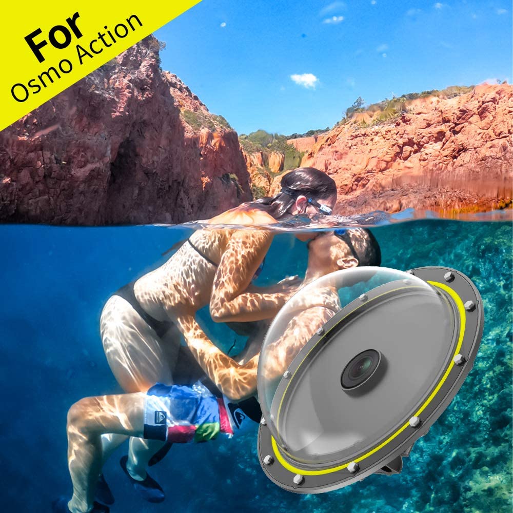 VOSSOT Custodia impermeabile per DJI Osmo Action 5 Pro/Action 4/3 50M/164FT perfetta per fotografia subacquea e accessori da viaggio Custodia con pellicola anti-appannamento Dual Cold Shoe Design VOSSOT Custodia impermeabile per DJI Osmo Action 5 Pro/Action 4/3 50M/164FT perfetta per fotografia subacquea e accessori da viaggio Custodia con pellicola anti-appannamento Dual Cold Shoe Design