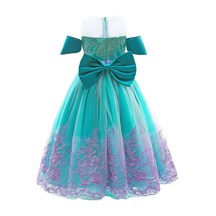 Rochie Printesa Sirena, AmzBarley®, 7-8 ani, 130 cm, Halloween, Carnaval, Craciun, Paste, Ziua Copilului, Ziua Indragostitilor, Turcoaz