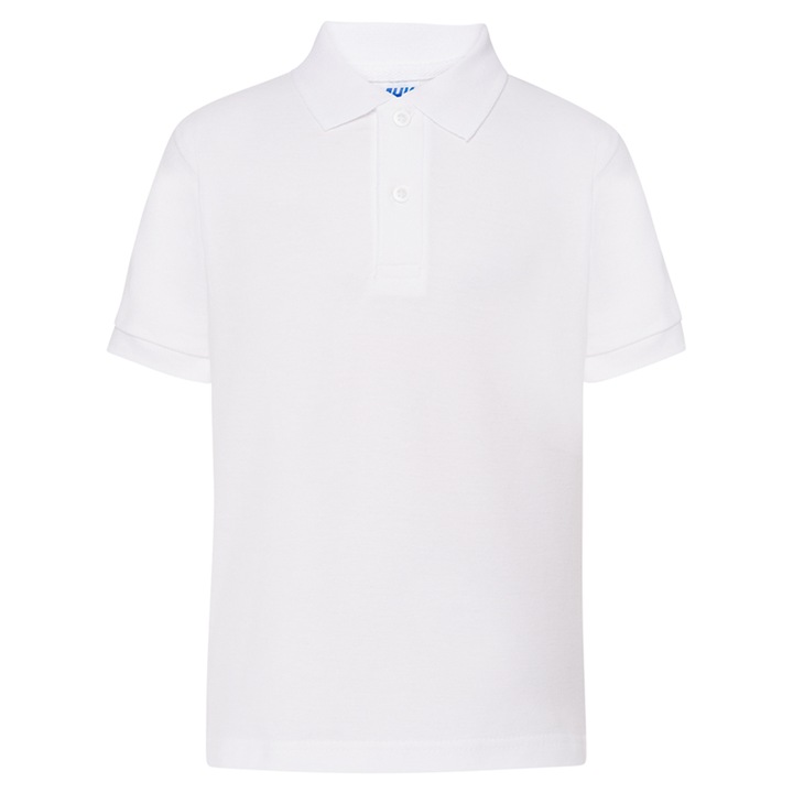 Tricou polo copii, 100% bumbac, Pique Kid, Alb