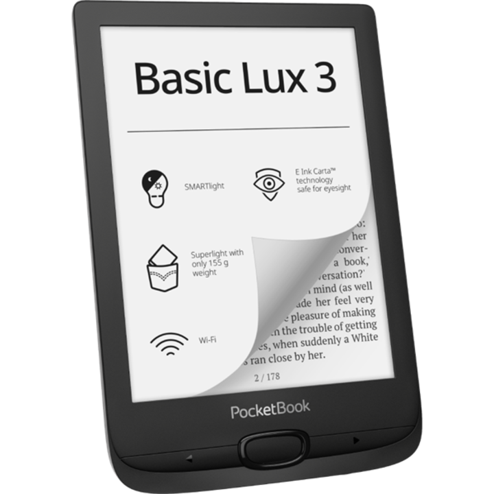 Pocketbook PB617 Basic Lux 3 e-book olvasó, 6" E-Ink Carta, Cpu: 1GHz, 512MB, 8GB, 1300mAh, wifi, mUSB, mSD olvasó, Fekete