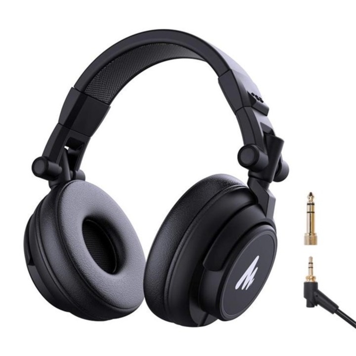 Casti audio studio Maono AU-MH601, Drivere 50mm, Jack 6.35 mm si 3.5 mm, Negru
