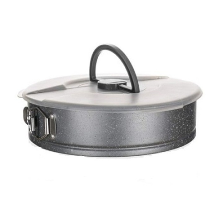 Forma tort rotunda cu capac plastic Banquet Granite 26 x 8 cm