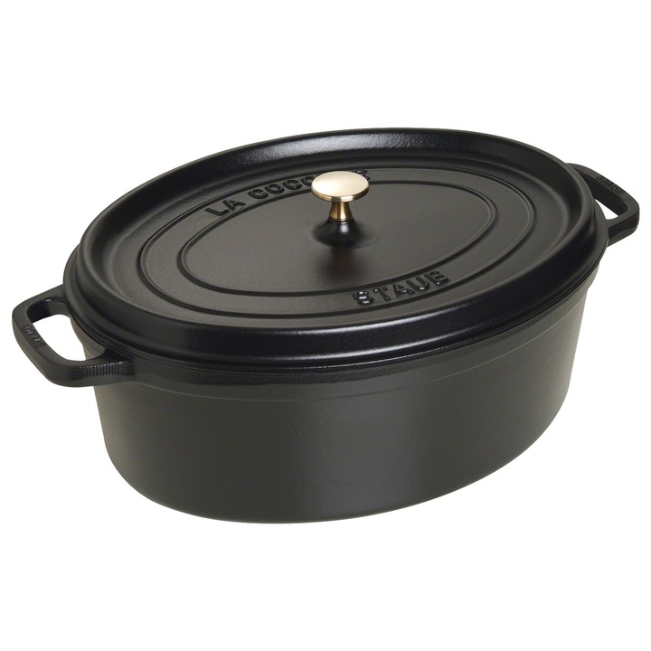 Тенджера STAUB Cocotte, Овална, Чугунена, Черен, 41 см/12 л