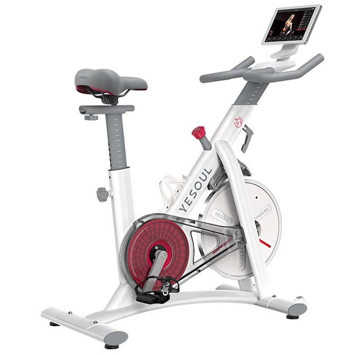 Bicicleta spinning smart Yesoul S3 Pro, rezistenta magnetica, volanta 6 kg, bluetooth, greutate maxima utilizator 120 kg, alb