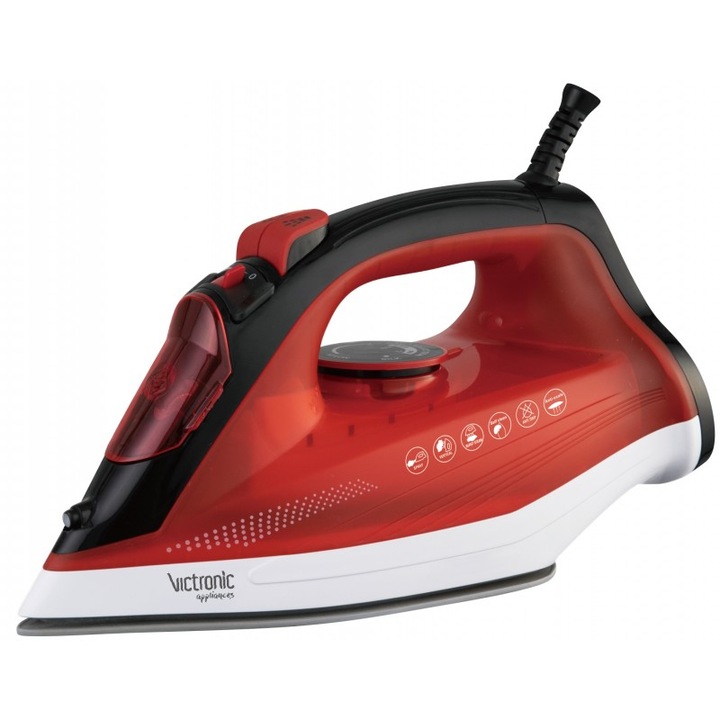 Fier de calcat cu talpa cu ceramica, 2200W, rosu