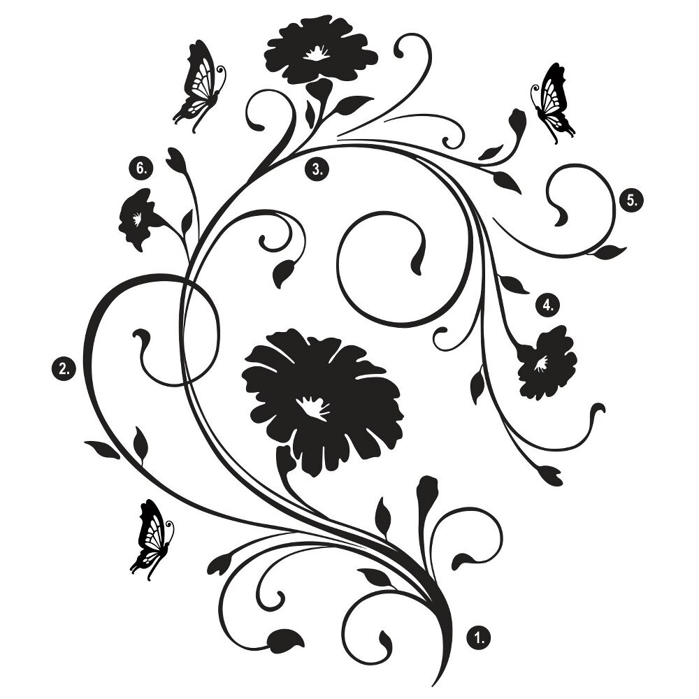 Sticker decorativ FLORAL VINE | 73,9 x 59,7 cm