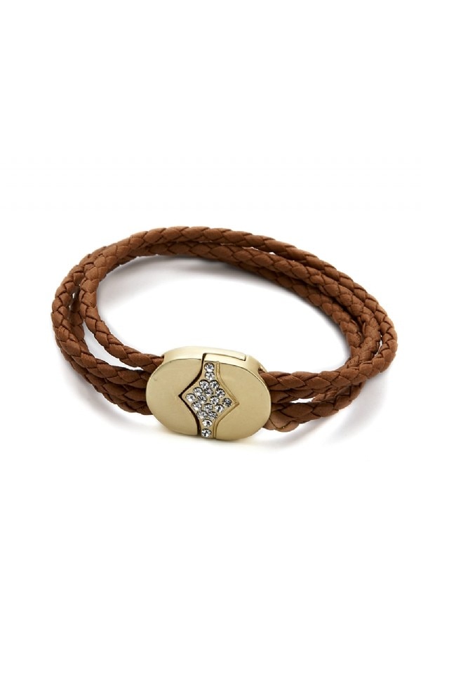 Bratara maro cu aspect din piele, cu inchidere placata cu aur si prevazuta cu cristale