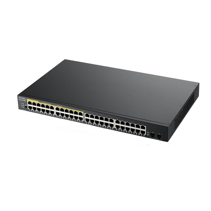 Switch ZYXEL GS1900-48HP, 48 porturi, cu management, PoE, Gigabit, Montare in rack