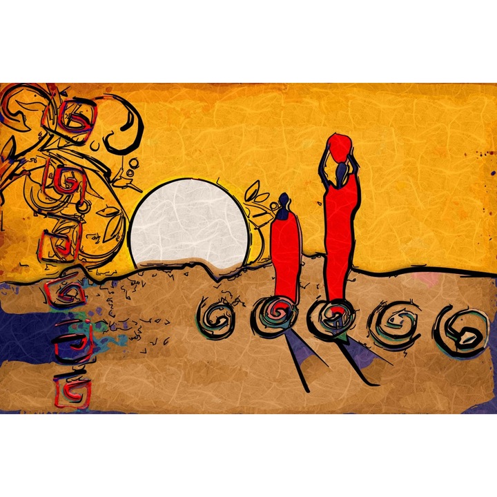 Tablou canvas Africa retro vintage arta35, 45 x 30 cm