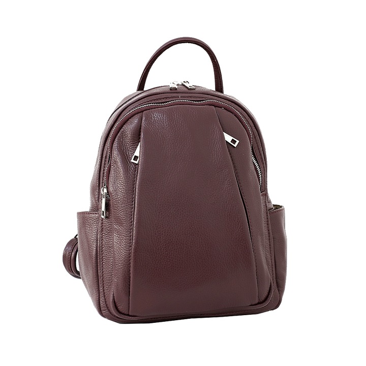 Rucsac dama din piele naturala, Util Land Fashion, visiniu, DR137V