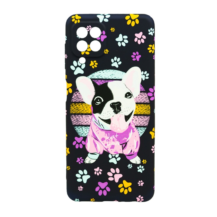 Husa de telefon, LUXO, compatibila cu Samsung Galaxy A22 4G, model Happy Paws cu efect fosforescent, TPU, multicolor