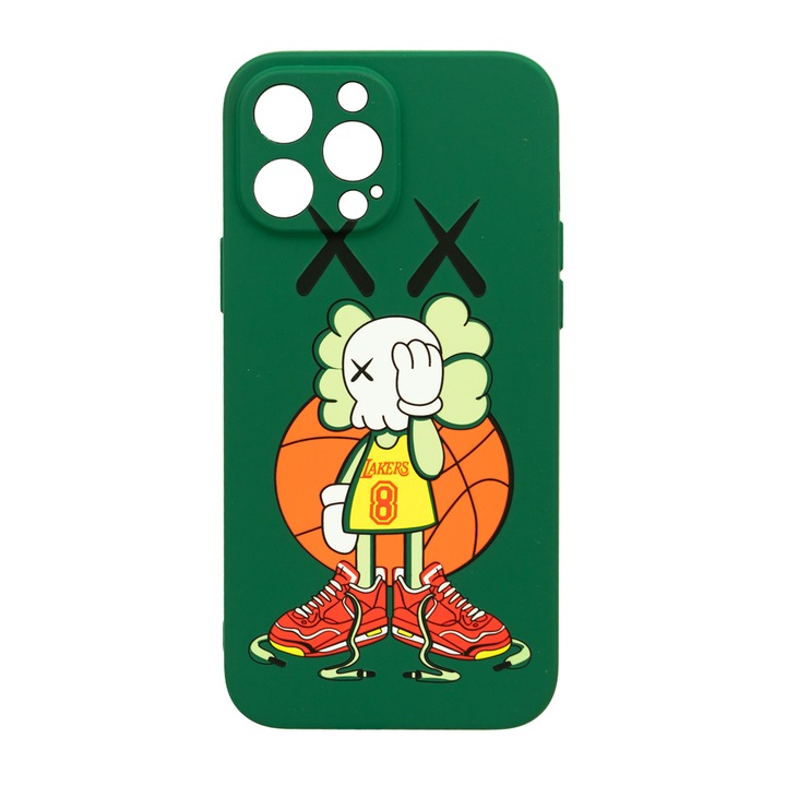 Husa de telefon, LUXO, compatibila cu iPhone 13 Pro Max, model StreetBall Kaws cu efect fosforescent, TPU, multicolor