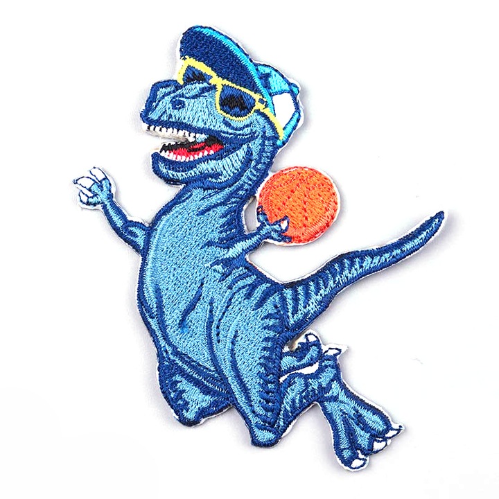 Petic textil brodat Happy Dino 6.9x9.1 cm
