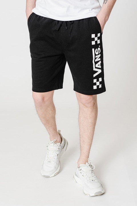 Vans, Pantaloni scurti cu imprimeu logo si snur de ajustare in talie, Negru, 2XL