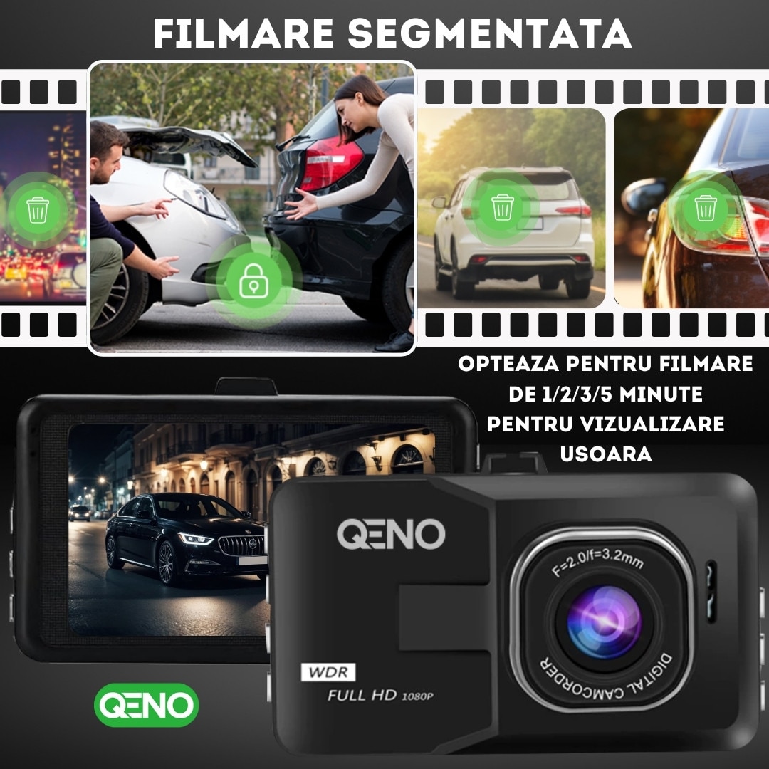 Camera auto de bord DVR Qeno® OneView, Camera de bord FULL-HD 1080P ...