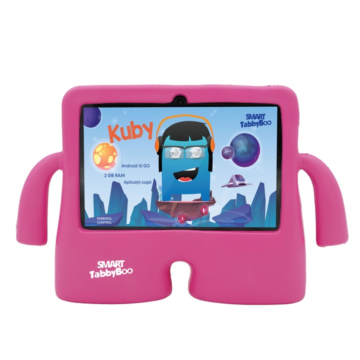 Детски таблет SMART TabbyBoo Kuby (2022) 2GB RAM, Android 10 GoFast, Wi-Fi, Тъмно розово