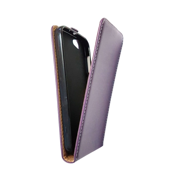 Тънък капак Flip за LG X Screen K500n, вертикален флип, еко кожа бордо