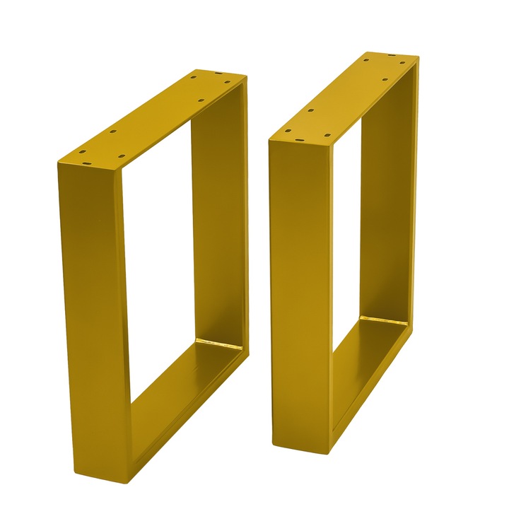 Комплект от 2 крака за маса в скандинавски стил, широк профил, електростатично боядисване, първокласни покрития, BalustradeTM, ЗЛАТЕН метал H43x40x8 cm