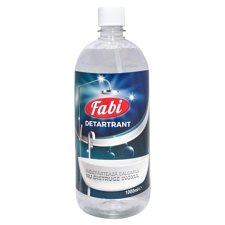 Detartrant toaleta si obiecte sanitare, Fabi, 1L, detergent profesional concentrat, indeparteaza urmele de calcar