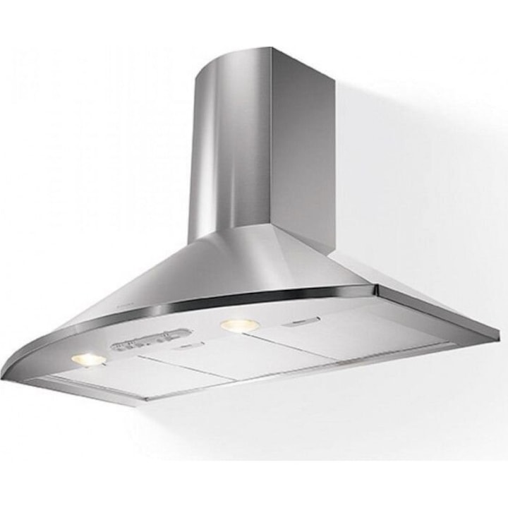 Hota de bucatarie suspendata Berdsen, model BT-219, inox, 35x35x93cm, iluminare LED, 3 moduri de eficienta, set cu tub flexibil 2m