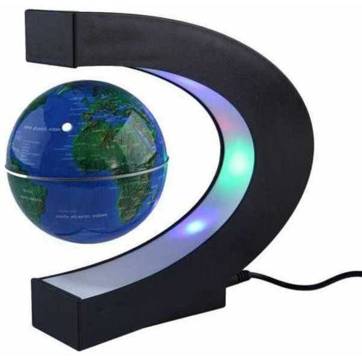 Glob pamantesc levitant in suport LED forma de semicerc, Cosmolino, Albastru