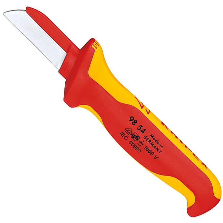 Kés, vágó VDE lehúzásához, penge 50 mm-es védelemmel, Knipex