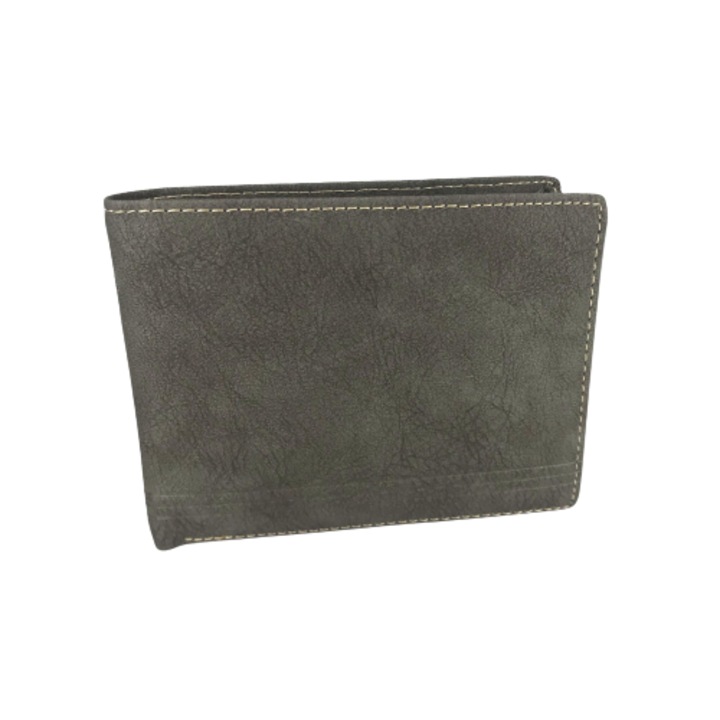 Portofel pentru barbati, din piele, LeatherStyle P 4, 12.5 X 9.5 X 2 Cm, gri