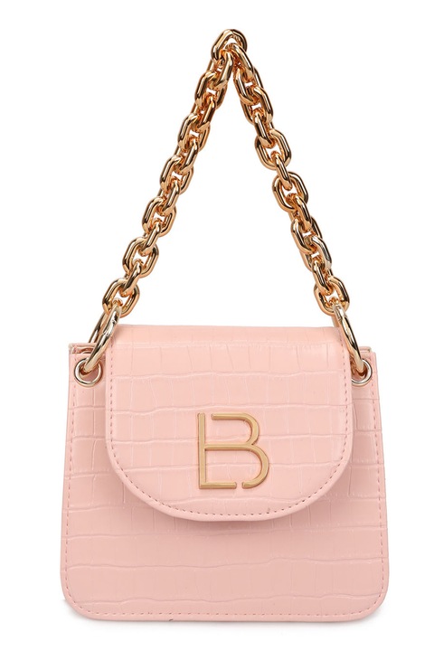 Lucky Bees, Geanta de piele ecologica cu aspect de piele de crocodil, Roz pastel