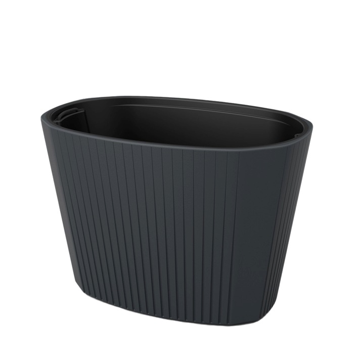 Ghiveci decorativ Lamela Muza, Plastic, 40.5 l, Antracit