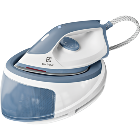 Statie de calcat Electrolux E5ST1-2DB, 2400W, talpa ceramica, 100 g/min, 160 g abur, 5 bari, rezervor 1200 ml detasabil, gata in 60 secunde, Albastru Denim / Alb