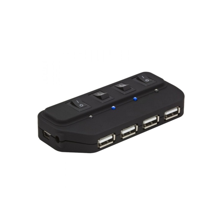 Зарядна станция с 4 USB порта, черна