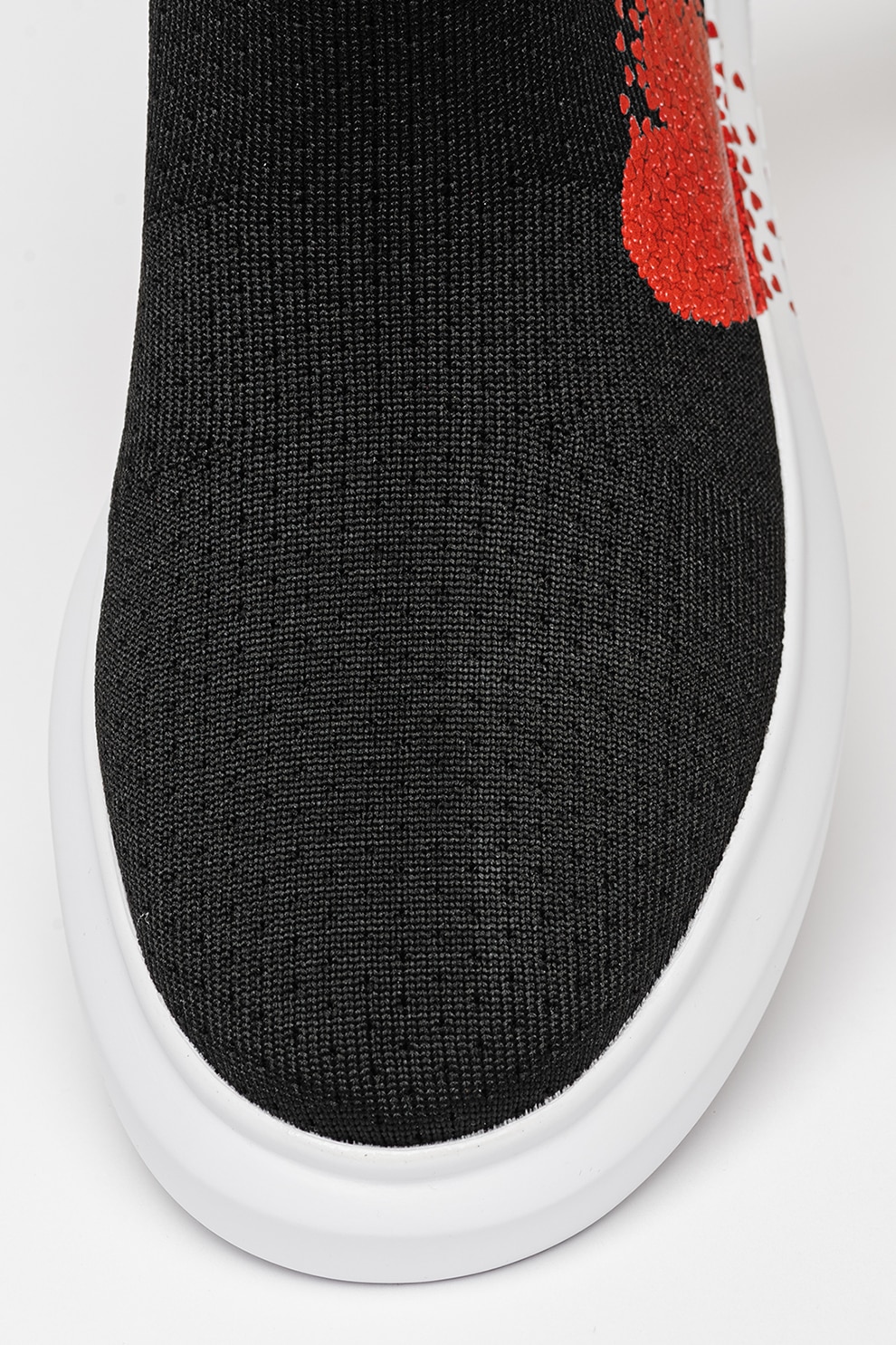 Love Moschino, Pantofi sport tip soseta tricotata cu imprimeu cu