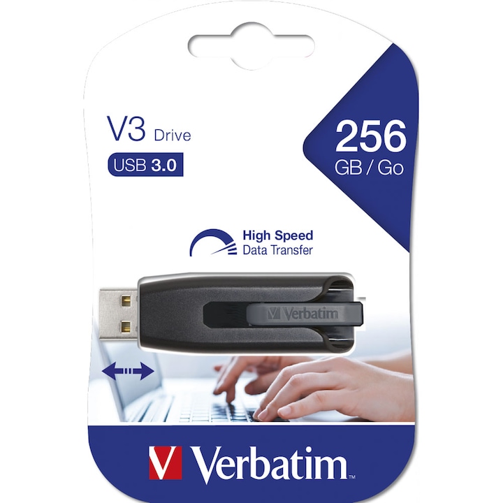 Memorie USB Verbatim Store 'n' Go v3 256GB, USB 3.0, Negru