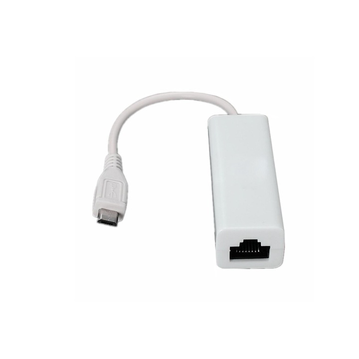 Adaptor alb retea LAN, microUSB la USB 2.0