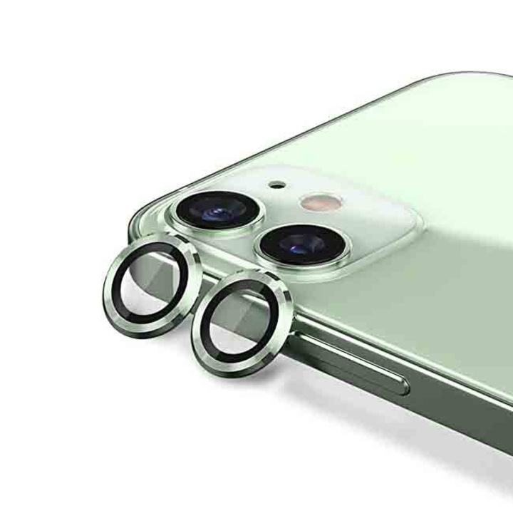 iPhone 12 Mini / iPhone 12 kompatibilis üvegfólia, edzett, lencsevédő, kamera védő, zöld, Devia
