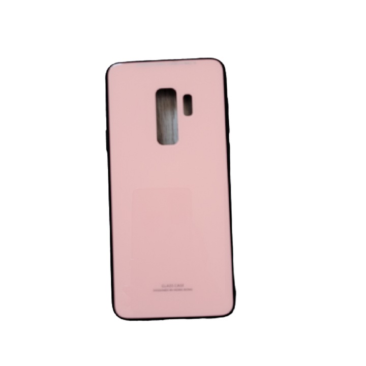 Színátmenetes védőtok biztonságos üvegháttal, Samsung S9 Plus kompatibilis, rózsaszín