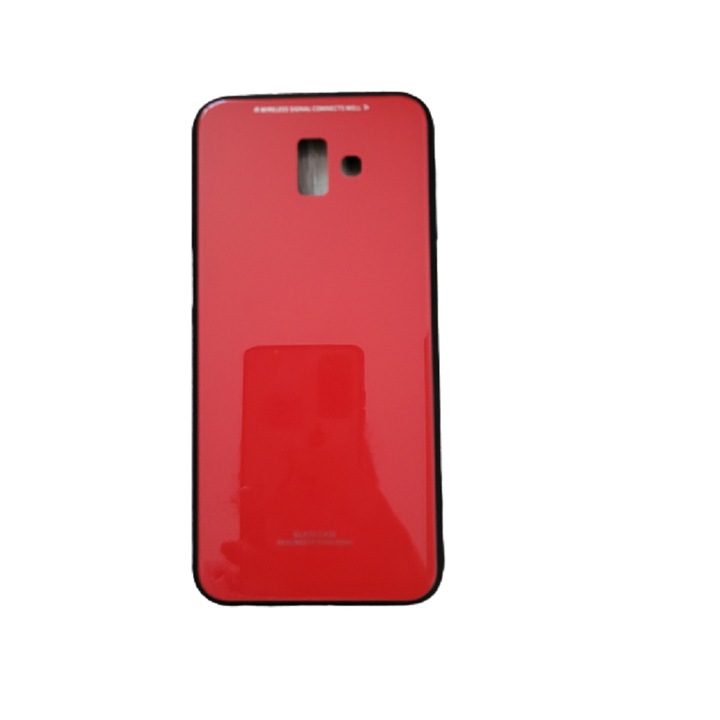 Заден капак от закалено стъкло, съвместим с Samsung J6 Plus, червен